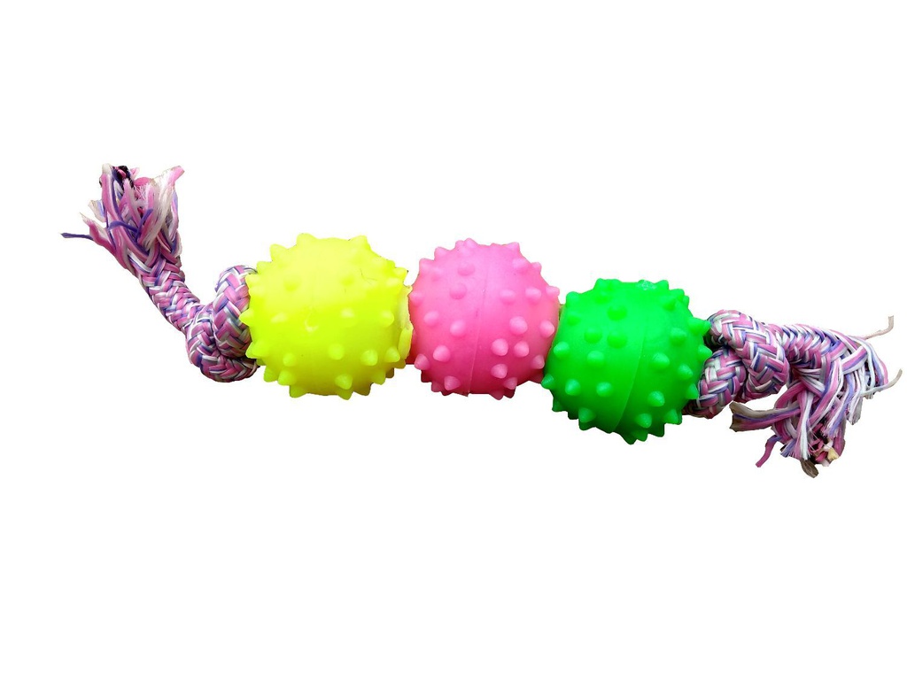 PELOTA PUAS DE GOMA X3 SOGA ALPINA 8MM S1003 - PETS PLAST