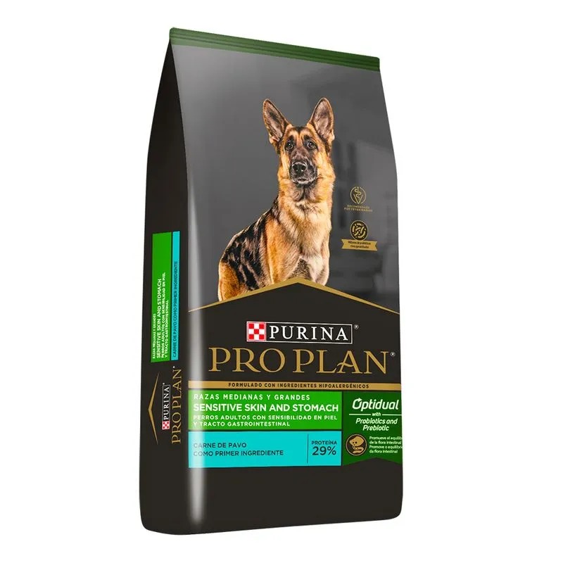 PRO PLAN SENSITIVE SKIN &amp; STOMACH PERRO RAZA MEDIANA &amp; GRANDE X 12 KG