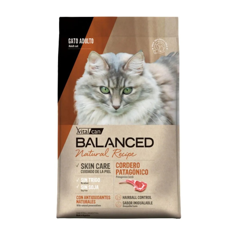Balanced Gato Adulto Natural Recipe Cordero 7,5kg