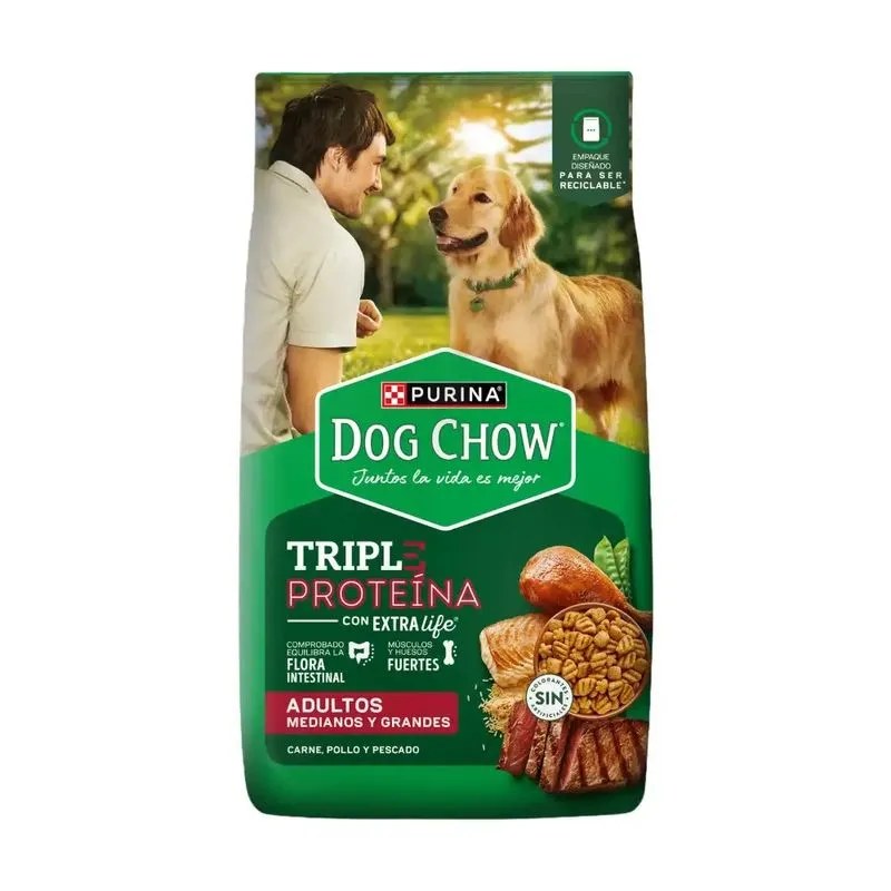 Dog Chow Adultos Mediano y Grande Triple Proteina x 8kg