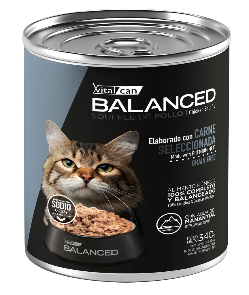 Balanced Souffle de Pollo Gato Senior 340g x 12u  
