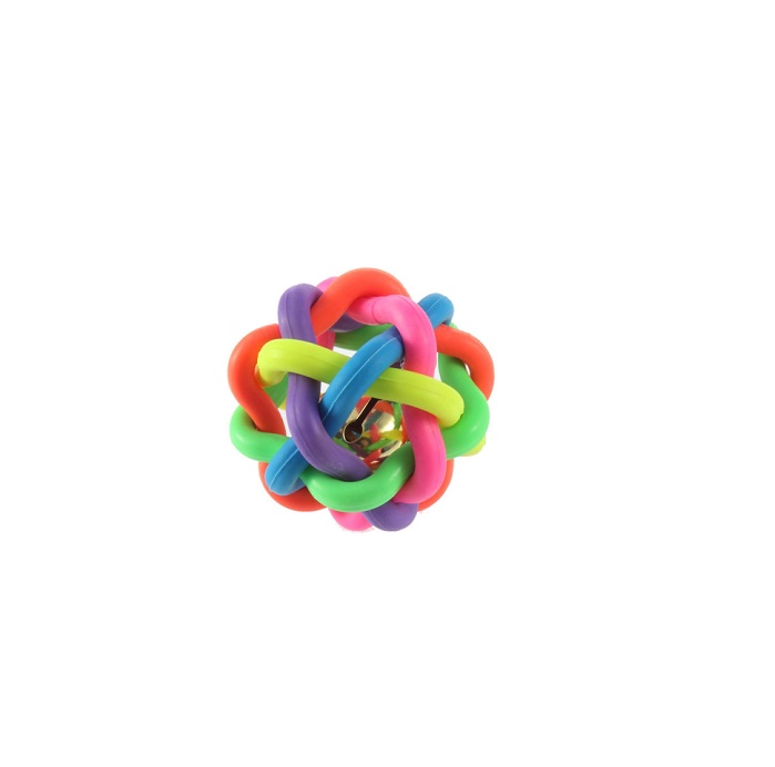 PELOTA ENREDADA MULTICOLOR CON CASCABEL - PER-ROS
