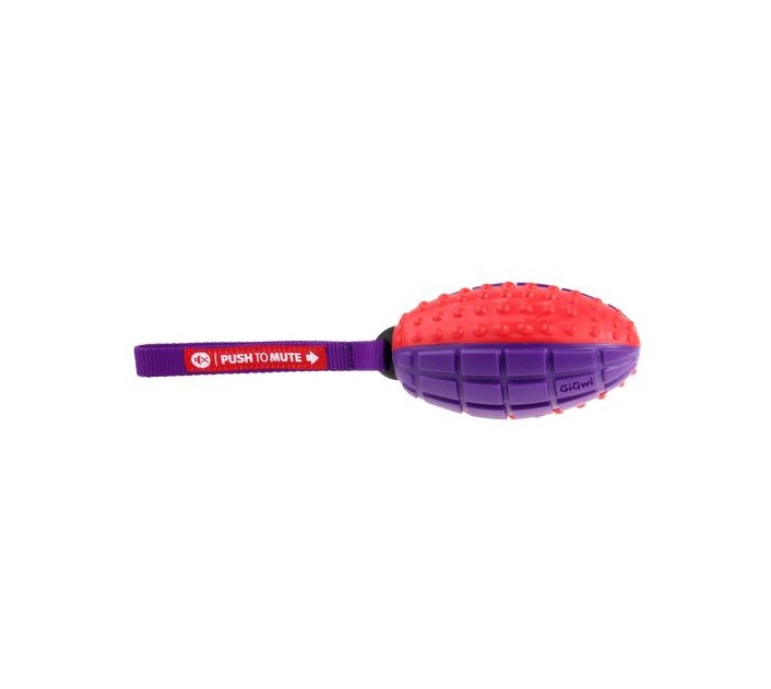 RUGBY BALL PUSH TO MUTE ROJO/VIOLETA - GIGWI