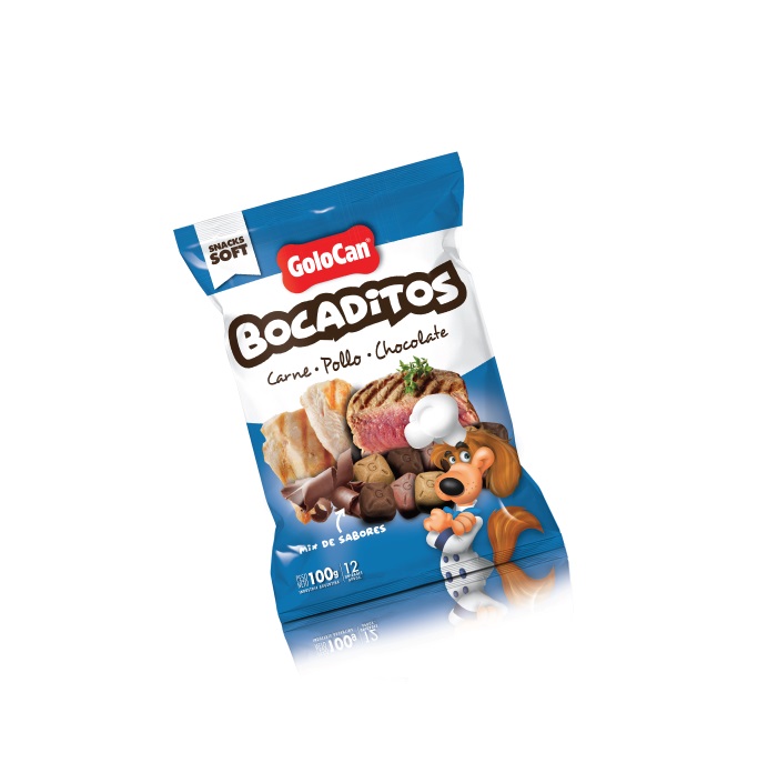 BOCADITOS CARNE POLLO Y CHOCOLATE 100 GRS X 20 UNID- GOLOCAN
