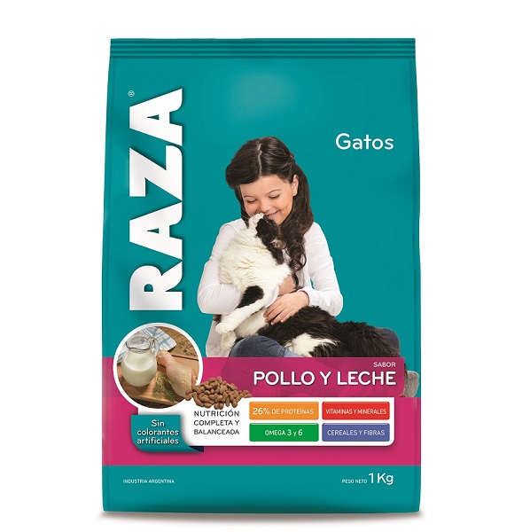GATOS ADULTOS POLLO Y LECHE 16 UNIDADES X 1KG - RAZA